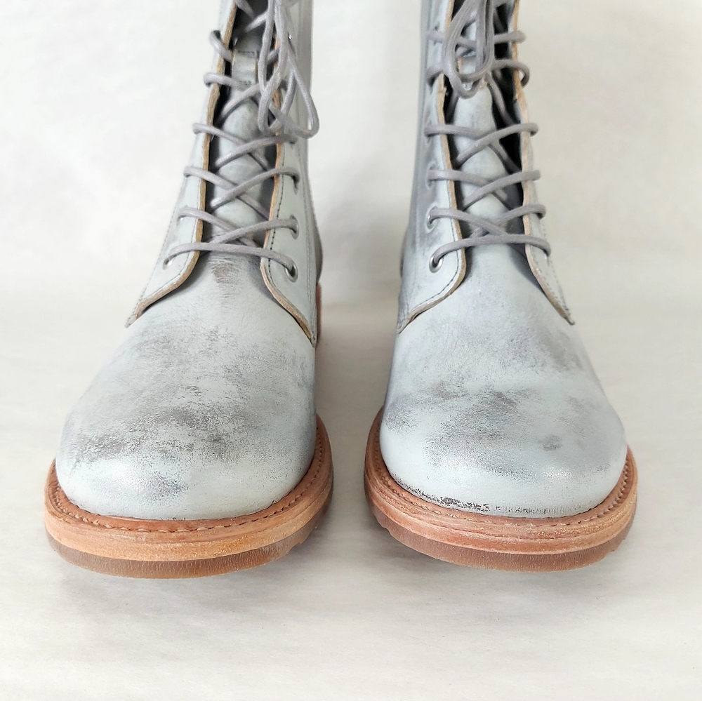 Frye Veronica Combat Boot Mid-Calf Laceup Women Size 11 Silver Burnished Leather - Picture 9 of 16